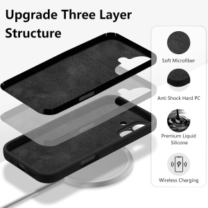 Husa de Protectie, Flippy, pentru iPhone 16 Plus, Liquid Silicone, cu Microfibra pe Interior, Protectie Antisoc, Compatibil Incarcare Wireless, Negru - Img 5