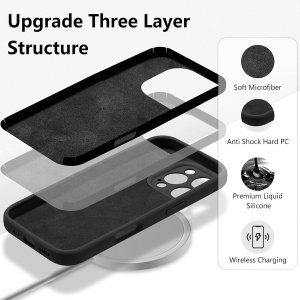 Husa de Protectie, Flippy, pentru iPhone 16 Pro, Liquid Silicone, cu Microfibra pe Interior, Protectie Antisoc, Compatibil Incarcare Wireless, Negru - Img 5