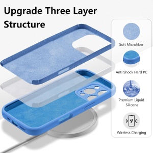 Husa de Protectie, Flippy, pentru iPhone 16 Pro Max, Liquid Silicone, cu Microfibra pe Interior, Protectie Antisoc, Compatibil Incarcare Wireless, Albastru - Img 5
