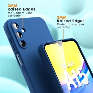 Husa de Protectie, Flippy, pentru Samsung Galaxy A15, Liquid Silicone, cu Microfibra pe Interior, Protectie Antisoc, Compatibil Incarcare Wireless, Albastru - Img 6