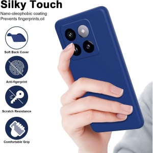 Husa de Protectie, Flippy, pentru Xiaomi 14, Liquid Silicone, cu Microfibra pe Interior, Protectie Antisoc, Compatibil Incarcare Wireless, Albastru - Img 4