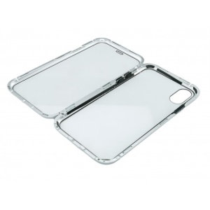 Husa de protectie Magnetic 360, Folie sticla inclusa, pentru Apple iPhone X, Argintiu - Img 2