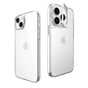 Husa de protectie pentru iPhone 14 Pro Max, cu suport metalic pentru camera, Bracket Series, Flippy, Protectie Antisoc, PC mat, silicon moale pe margini, Transparent - Img 4