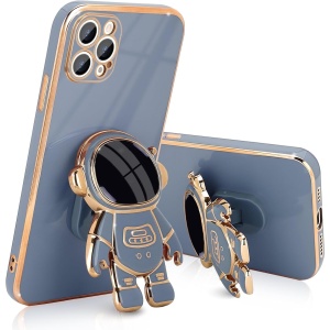 Husa de Protectie TPU 2in1, Flippy, pentru Apple iPhone 14 Pro, Astronaut cu Suport, Antisoc, Rezistenta la Impact, Protectie Camera, Albastru