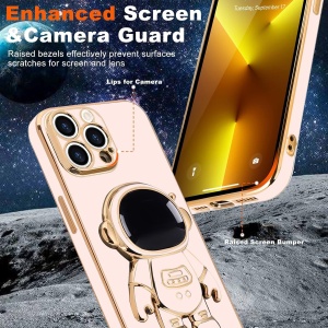 Husa de Protectie TPU 2in1, Flippy, pentru Apple iPhone 15 Pro Max, Astronaut cu Suport, Antisoc, Rezistenta la Impact, Protectie Camera, Roz - Img 4