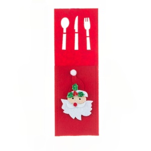 Husa decorativa pentru set tacamuri Flippy, model Mos Craciun, material poliester, 25 x 8.5 cm, rosu - Img 1