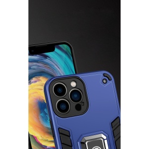 Husa Iron Warriors pentru iPhone 13, Flippy, Hybrid Ring Holder Kickstand, Albastru inchis - Img 6