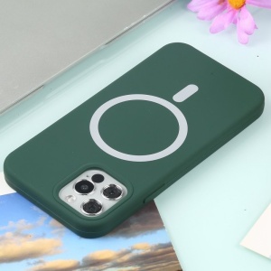 Husa MagSafe liquid large hole magnetic shell pentru Apple iPhone 13 Pro, Full Cover, Liquid Silicone, Magnetica, Incarcare Wireless, Flippy, Verde - Img 3