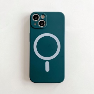 Husa MagSafe pentru Apple iPhone 13, Silicon, Protectie pentru camera, Magnetica, Incarcare Wireless, Flippy, Verde - Img 2