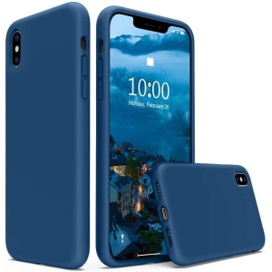Husa protectie compatibila cu Apple iPhone XS Liquid Silicone Case Albastru inchis - Img 10