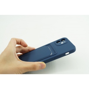 Husa protectie cu suport card compatibila cu Samsung A12 Albastru inchis - Img 5