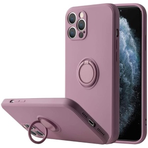 Husa protectie Flippy compatibila cu Apple iPhone 12 Pro Max Liquid Silicone Ring cu suport rotativ Mov - Img 4