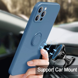 Husa protectie Flippy compatibila cu Apple iPhone 12 Pro Max Liquid Silicone Ring cu suport rotativ Albastru deschis - Img 7