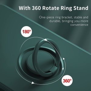 Husa protectie Flippy compatibila cu Apple iPhone 12 Pro Max Liquid Silicone Ring cu suport rotativ Verde - Img 2