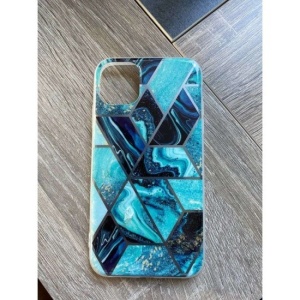 Husa protectie Flippy compatibila cu Apple iPhone 12 Pro Max Soft IMD TPU Marble Geometric Albastru - Img 2