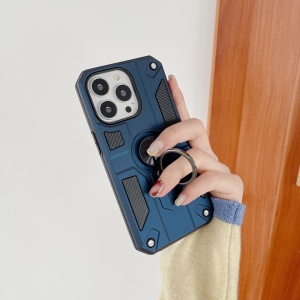 Husa protectie Flippy compatibila cu Apple iPhone 13 Pro Max Defender Model 5 cu suport prindere inel,Albastru - Img 3