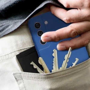 Husa protectie Flippy pentru Samsung S21 FE Liquid Silicone Albastru Inchis - Img 6