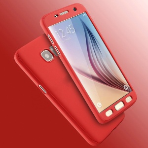Husa Samsung Galaxy A7 2017 Full Cover 360 Rosu + Folie de protectie - Img 2