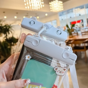 Husa subacvatica Fruity Waterproof Flippy, Snowproof, Universala, Impermeabila, cu Snur, pentru telefon sau documente, Cherry Bear, Alb - Img 6