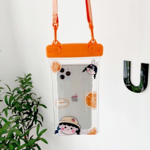 Husa subacvatica Fruity Waterproof Flippy, Snowproof, Universala, Impermeabila, cu Snur, pentru telefon sau documente, Orange Girl 2, Oranj - Img 5