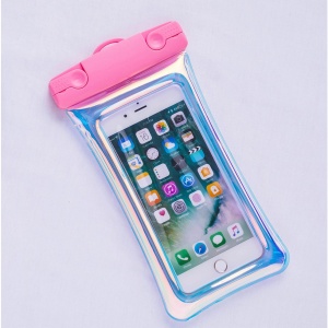 Husa subacvatica Holografica Waterproof Flippy, Snowproof, Universala, Impermeabila, cu Snur, pentru telefon sau documente, Roz - Img 3