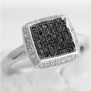 Inel de dama din Argint 925 cu model patrat si zirconii, marimea 53 - Img 2
