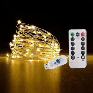 Instalatie Craciun, 10 metri, 100 LED-uri, alb cald, telecomanda 8 functii, USB, fir cupru, liniar, interior/exterior, Flippy - Img 3