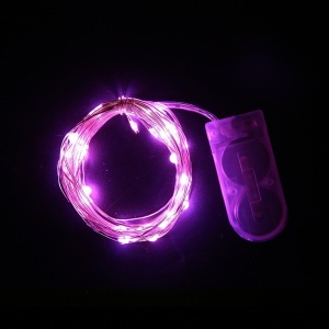 Instalatie Craciun, 2 metri, 20 LED-uri, Roz, cu baterii, fir cupru, liniar, interior/exterior, Flippy - Img 2