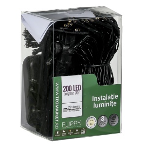Instalatie Craciun, 20 metri, 200 de LED-uri, alb cald, cu energie solara, fir de cupru, liniar, interior/exterior, Flippy - Img 7