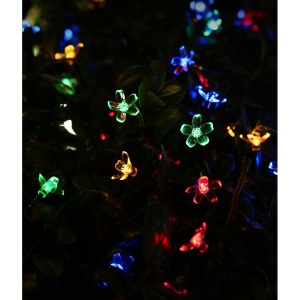 Instalatie Craciun, 5 metri, 20 Becuri LED tip Flori de cires, pentru exterior cu incarcare solara, Multicolor, Flippy - Img 4