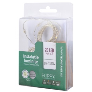 Instalatie Craciun, Liniara, 3 metri, Baterii, 30 LED-uri, Alb Cald, Fir Cupru, Interior/Exterior, Flippy - Img 7