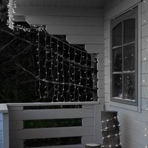Instalatie Craciun, Tip Perdea, IP44, 2 m x 1 m, 120 LED-uri, Alb rece, 8 jocuri de lumini, Transformator, Interconectabila, Prelungitor 5 m inclus, Fir transparent, Interior/ Exterior, Flippy - Img 7