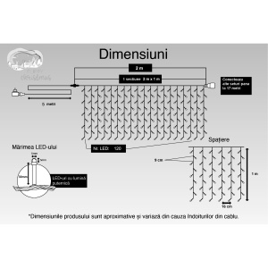 Instalatie Craciun, Tip Perdea, IP44, 2 m x 1 m, 120 LED-uri, Albastru, cu flash, Transformator, Interconectabila, Prelungitor 5 m inclus, Fir transparent, Interior/ Exterior, Flippy - Img 6
