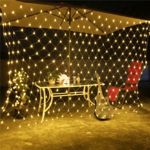 Instalatie Craciun, Tip Plasa, 1.5 m x 1.5 m, 120 LED-uri, Alb cald, 8 jocuri de lumini, Transformator, Interconectabila, Prelungitor 5 m inclus, Fir transparent, Flippy - Img 4