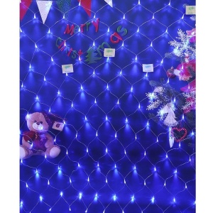 Instalatie Craciun, Tip Plasa, IP 44, 12 x 1 m, 480 LED-uri, Albastru, 8 jocuri de lumini, Transformator cu telecomanda, Interconectabila, Prelungitor 5 m inclus, Fir transparent, Flippy - Img 4