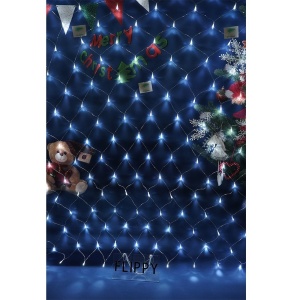 Instalatie Craciun, Tip Plasa, IP 44, 24 x 1 m, 1120 LED-uri, Alb rece, 8 jocuri de lumini, Transformator cu telecomanda, Interconectabila, Prelungitor 3 m inclus, Fir transparent, Flippy - Img 4