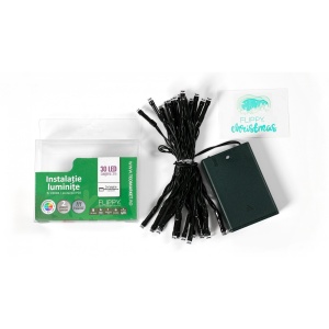 Instalatie de Craciun cu Baterii Tip Liniar, 2 jocuri de lumini, Fir Verde 3 m 30 LED -uri, Multicolor - Img 4