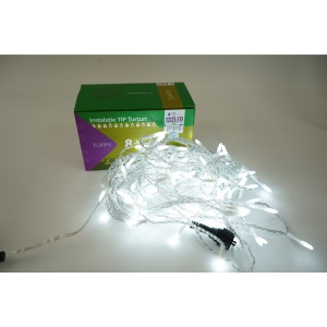 Instalatie de Craciun Flippy® Tip Turturi, 8 jocuri de lumini Sectiune 4 m, 132 LED-uri, Interconectabila, Fir Transparent, Alb Rece - Img 1