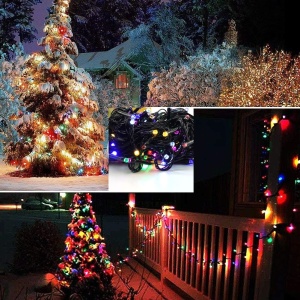 Instalatie de Craciun liniara Yoto, 17 m, din care 1 m cablu priza 220V, 200 LED, 8 jocuri de lumini, beculet in 6 colturi, pentru interior, controler, fir negru, multicolor - Img 2