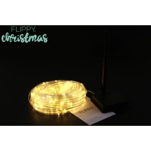 Instalatie luminoasa de Craciun tip furtun luminos, 300 LED-uri, 32 metri lungime, 8 programe, 2 metri prelungitor, sarma din cupru, incarcare solara, alb cald, Flippy - Img 7