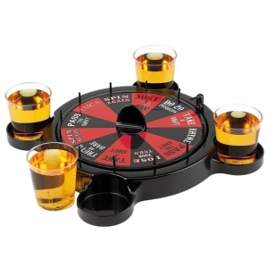 Joc de Baut Ruleta cu Pahare de Shot Flippy, 15 x 16.5 cm, Rosu/Negru - Img 1