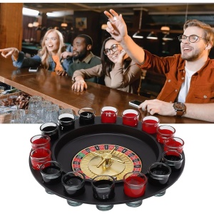 Joc de Baut Ruleta cu Pahare de Shot Flippy, 30 cm, Rosu/Negru - Img 3