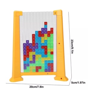Joc de inteligenta Tetris puzzle tangram Flippy, 70 de piese multicolore, 3D, montessori, interactiv, din plastic, zar inclus, sac depozitare piese, varsta peste 6 ani, 23 x 19.8 x 5 cm, cadru galben - Img 6
