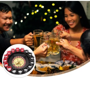 Joc de Ruleta Flippy, cu Pahare de Shot si Plansa de Joc Blackjack, 31 cm, Multicolor - Img 6