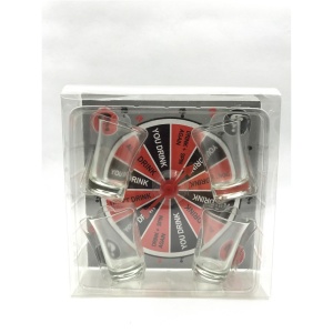 Joc de societate cu 4 pahare de shoturi din sticla Flippy, ruleta norocului, pentru petreceri, 17x17x7.5cm - Img 5