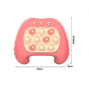 Joc Pop It, Flippy, consola, joc interactiv, antistres, cu baterii, Abs si silicon, Roz, 12 x 10 x 5.8 cm - Img 6