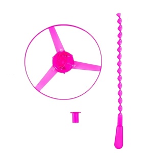Jucarie Disc Zburator, Distractiv pentru Copii, Flippy, Aruncator Manual din Plastic, cu Lumini, Roz - Img 1