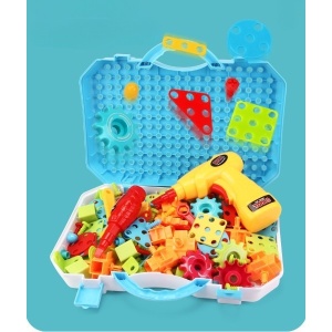 Jucarie Educativa Si Interactiva, Flippy, Set De Constructie Puzzle Din ABS Cu Bormasina Pentru Dezvoltatea Creativitatii Si A Indemanarii 2D si 3D, Valiza, +3, 31x7x25 cm, 338 Piese - Img 7