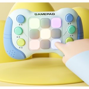 Jucarie Interactiva Flippy, Tip Consola Pop It, 6 butoane functionale, 5 Moduri de Joc, 600 Niveluri, + 3 ani, Albastru/Gri - Img 2