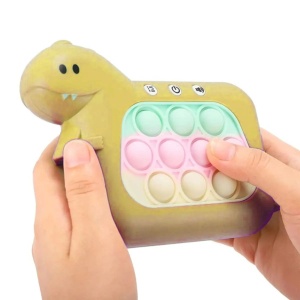 Jucarie Interactiva Pop It Whack A Mole, Flippy, Tip Consola, Anti-Stres, 4 Moduri de Joc, din ABS si Silicon, +3 Ani, Model Dinozaur, Galben - Img 3